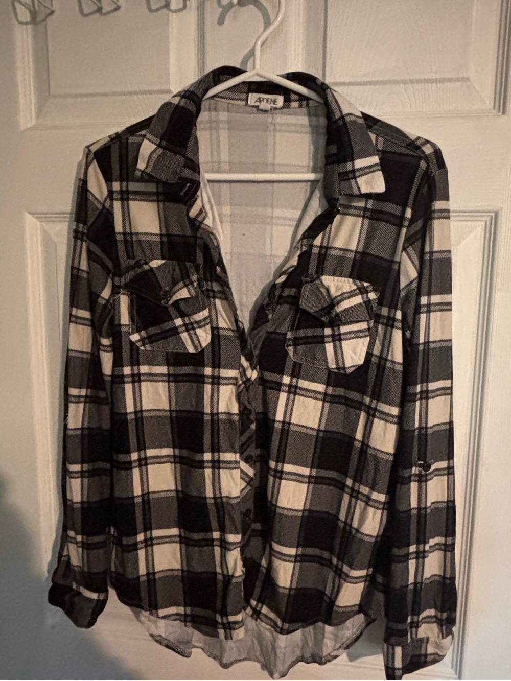 Ardene Black and White Plaid Button-Up Shirt